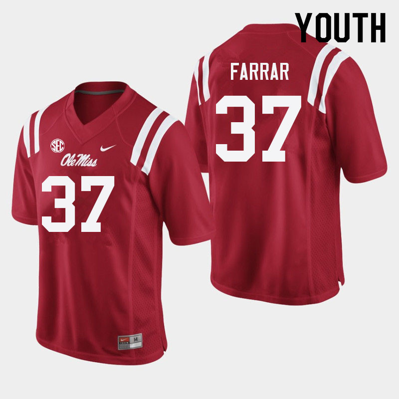 Youth #37 Hayden Farrar Ole Miss Rebels College Football Jerseys Sale-Red